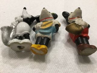 3 Antique Bisque Figures Disney’s Mickey & Minnie Playing Instruments Ca.  1930’s 5