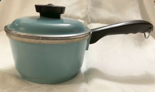 Vintage CLUB Aluminum 1 Quart 4 Cup Sauce Pan Pot & Lid Aqua Turquoise Blue 2