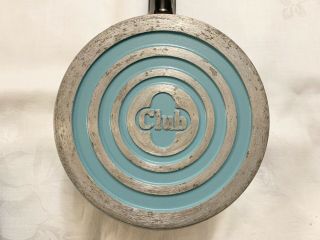 Vintage CLUB Aluminum 1 Quart 4 Cup Sauce Pan Pot & Lid Aqua Turquoise Blue 8