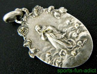 Antique French Assumption Of The Blessed Virgin Mary Sacred Heart Of Jesus Medal
