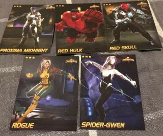 Marvel Arcade Contest Of Champions Cards Rogue Spider Gwen Red Hulk & Skull 5crd