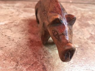 Vintage Hand Carved Wood Boar Pig Figure Statue 2