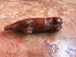 Vintage Hand Carved Wood Boar Pig Figure Statue 5