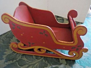 Vintage Wood Christmas Sleigh Centerpiece Bowl Nuts Treats Greens