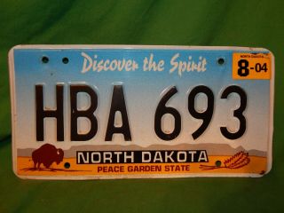 2004 Expired North Dakota Automobile License Plate Tag,  Hba - 693,  Alum