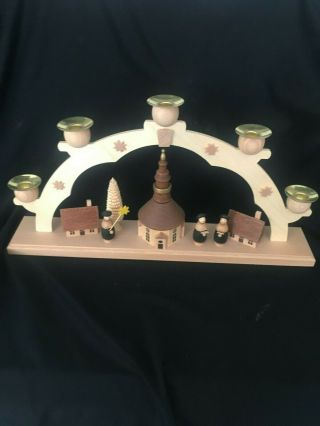 Straco Erzgebirge Germany Wooden Figures H Made Arch Mini Church Candle Holders