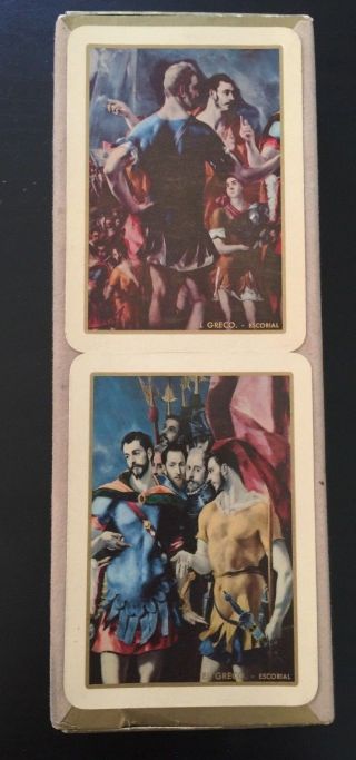 Vintage Spanish Playing Cards Boxed Double Deck By Fournier El Greco Design