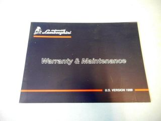 1999 Factory Issued Lamborghini & Maintenance Book U.  S.  Version