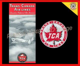 Trans Canada Airlines 1938 Airline Brochure.  Plus Tca Luggage Label