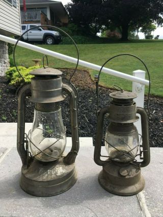 2 Vintage Oil Lamps Dietz Blizzard 2 & A Gem Lantern