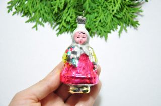Rare Baby Girl Vintage Russian Ussr Glass Christmas Ornament Decoration
