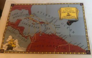 Pan American World Airways System Caribbean Area Route Map -