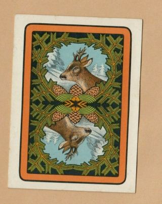 1 Wide Square Corner Playing Swap Card - Deer Mountains Snow Pine Cones