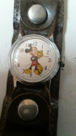 Vintage Ingersoll & Bradley Mickey Mouse Walt Disney Mens Swiss Wrist Watch