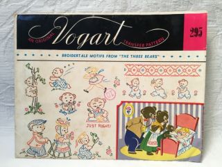 Vintage Vogart Embroidery Transfer Pattern Goldilocks And The 3 Bears 295 Nos