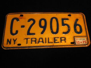 Vintage York State Ny 1975 Trailer License Plate C - 29056