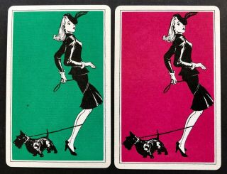 Vintage Swap/playing Cards - Pretty Lady With Scottie Dog
