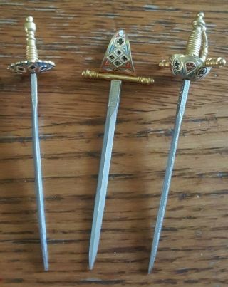 Vintage Toledo Appetizer Cocktail Stick Set of 12 Swords Picks 6