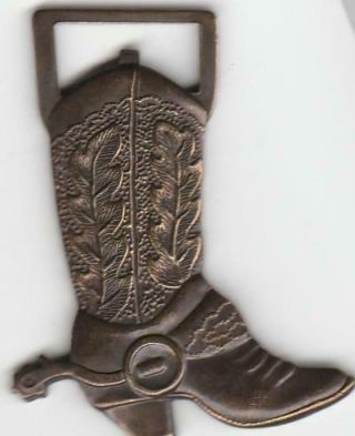 1939 Kansas City Stock Yards Cowboy Boot Pocket Watch Fob Western Spur