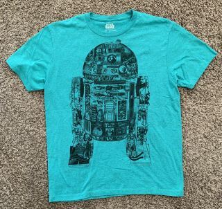 R2d2 Green Mens Graphic T Shirt Disney Star Wars Trilogy Collage Size L