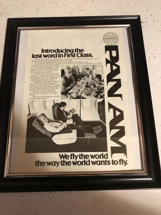 Framed Vintage Advertising Poster Pan Am 1970’s