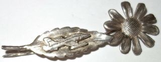 Rare Vintage Unusual Twin Engine Airplane Sterling Silver Floral Pin Brooch 1