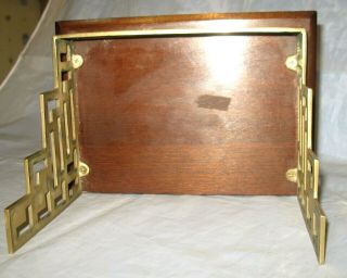 VINTAGE ORIENTAL DESIGN WOOD WOODEN WALL SHELF SOLID BRASS ACCENTS ASIAN 5