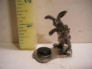 Vintage 1979 Metzke Pewter Bunny Rabbit Magnetic Thimble Holder
