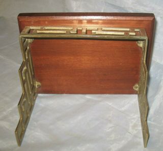 VINTAGE ORIENTAL DESIGN WOODEN WALL SHELF SOLID BRASS ACCENTS WOOD ASIAN 4