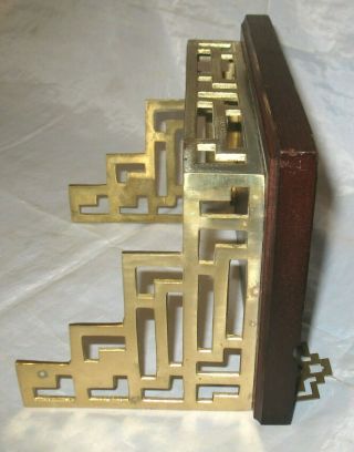 VINTAGE ORIENTAL DESIGN WOODEN WALL SHELF SOLID BRASS ACCENTS WOOD ASIAN 5