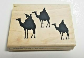 Three Wise Men Christmas Holiday Silhouette Wood Rubber Stamp G0606
