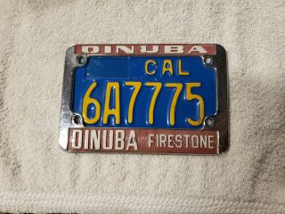 Vintage California Motorcycle License Plate And Frame Blue