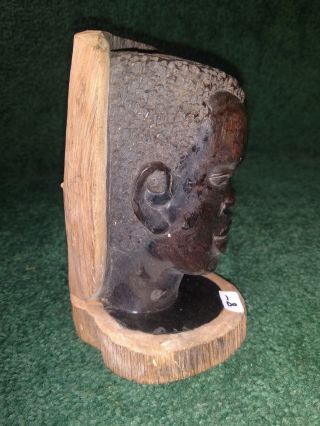 Hand Carved Wooden African Art Featuring Man head 6.  75 