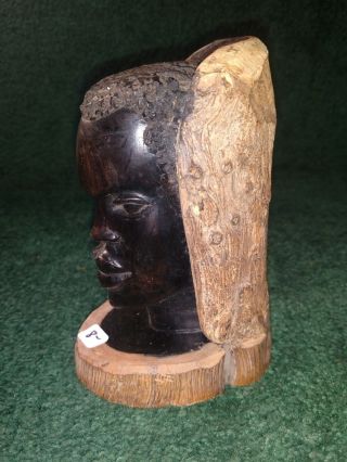 Hand Carved Wooden African Art Featuring Man head 6.  75 