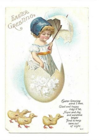 Antique Vintage Postcard Easter Greeting Artist Signed Ellen Clapsaddle