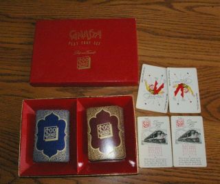 Vintage Double Deck Soo Line Railroad Canasta Play Tray Playing Cards Set