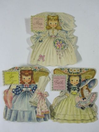 3x Vintage 1949 Hallmark Greeting Card Doll Little Women 90 92 93