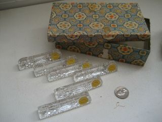 6 Vintage Bleikristall 24 Lead Crystal Knife Rests - Made In West Germany