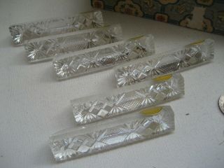 6 Vintage Bleikristall 24 Lead Crystal Knife Rests - Made in West Germany 3