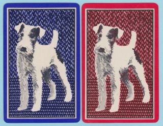 2 Single Vintage Swap/playing Cards Airedale Terrier Dog Texture Look B/ground