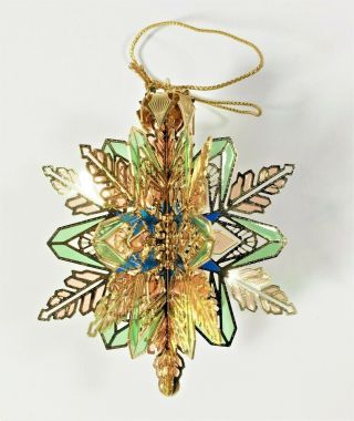Baldwin 2007 Sparkling Snowflake Ornament Stained Glass Look 24kt Gold Finished