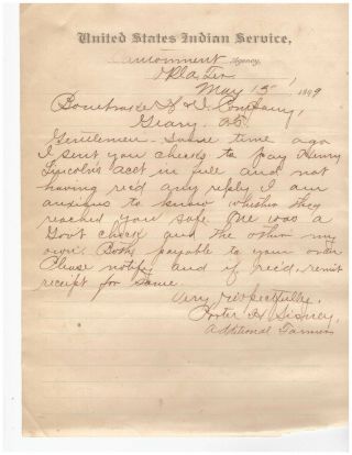 1899 Cantonment Oklahoma Territory United States Indian Service