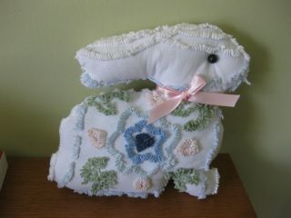 Handmade Vintage Chenille Fabric Easter Bunny