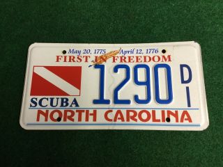 North Carolina License Plate Scuba Nc “first In Freedom”