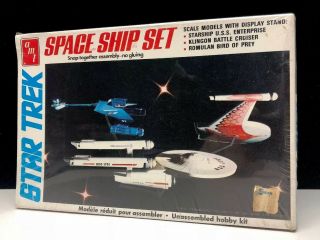 Vintage Mib Factory Star Trek Space Ship Set Enterprise Klingon Romulan