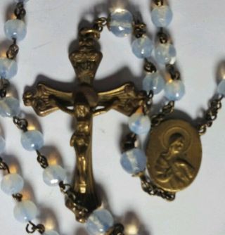 Antique Vintage Rosary Glass Beads 19 " (r808)