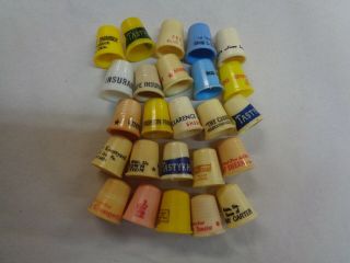25 Assorted Vintage Plastic Advertising Thimbles