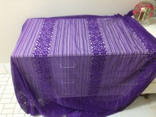 Vintage 70s Curtain Fabric,  Purple Net Curtain Floral Retro Fabric,  Mid Century
