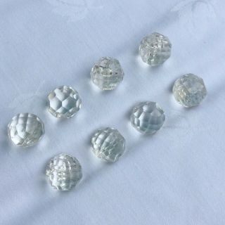 Set Of 8 Vintage Faceted Glass Buttons W@w Fabulous Design &