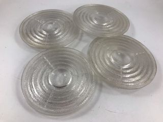 Set Of 4 Antique/vintage Clear Glass Railroad Lantern Lens Covers